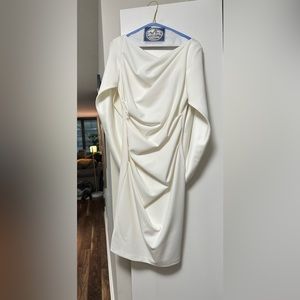 Betsy & Adam Cape Sleeve Crepe Sheath Dress